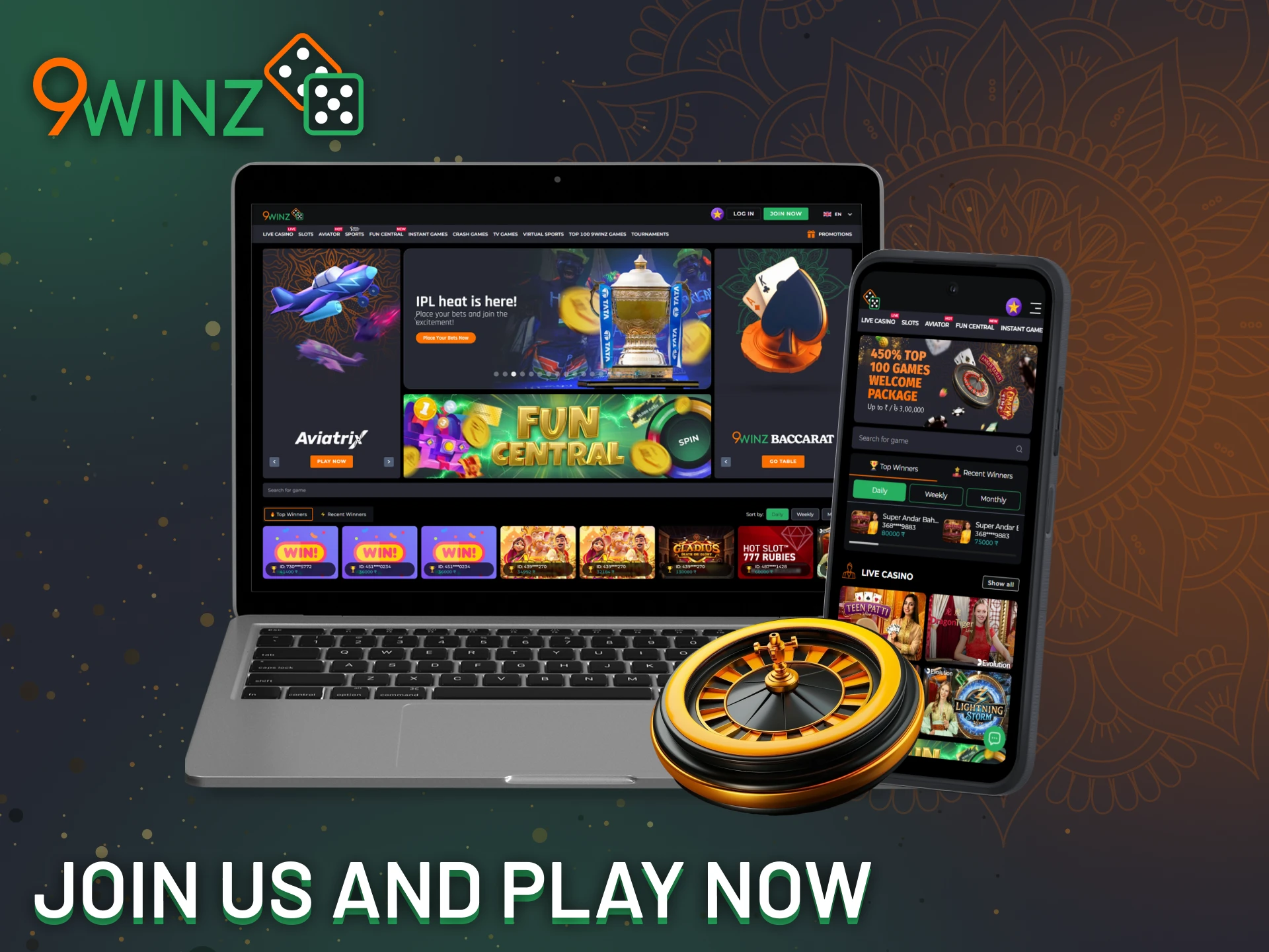 Join 9Winz play premium games on any device.